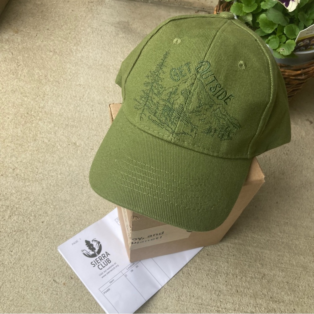 NEW Sierra Club "Get Outside" embroidered green cotton adjustable baseball cap